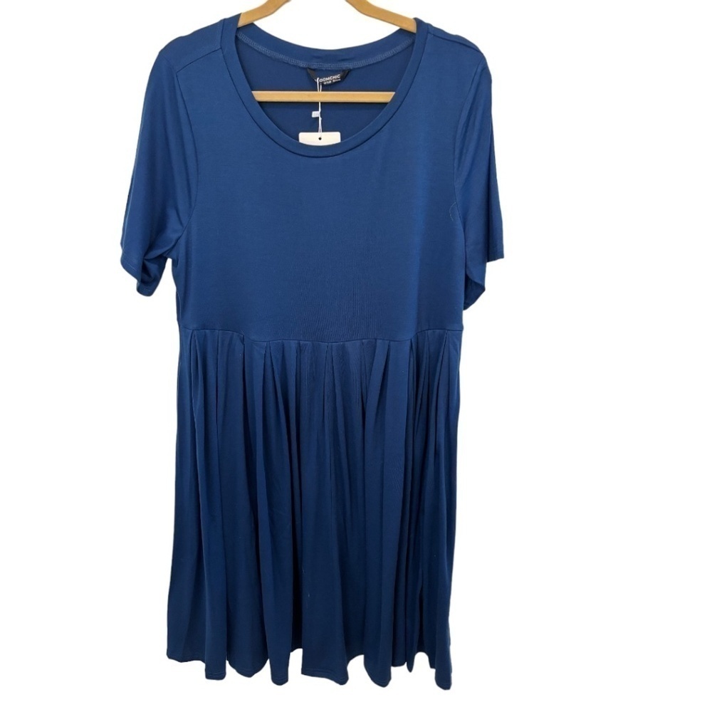 Bloomchic Plus Size Royal Blue Stretch Knit Short Sleeve Dress Size 14 16 NWT